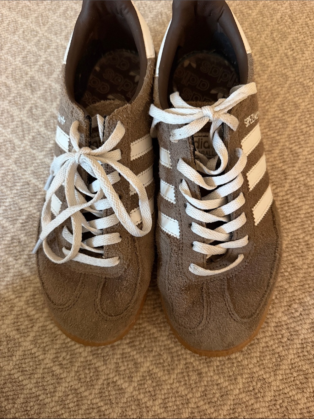 adidas spezial Brown Suede Sneakers with White Stripes